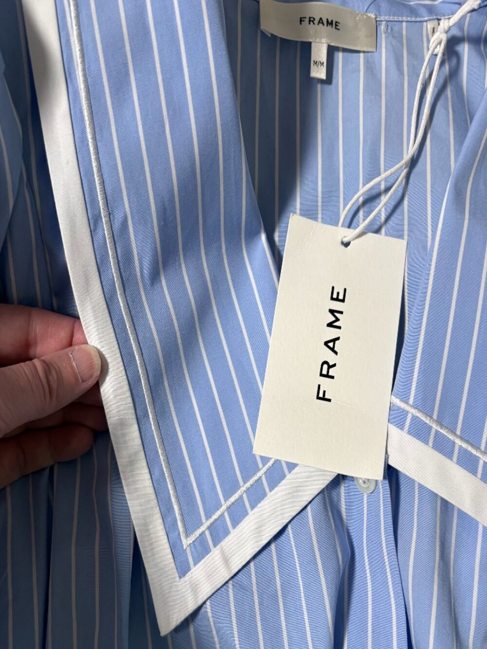 FRAME Stripe Cotton Sailor Button-Up Shirt NWT - Picture 7 of 7